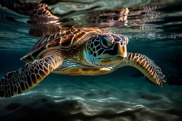 Fototapeta premium turtle swimming in water