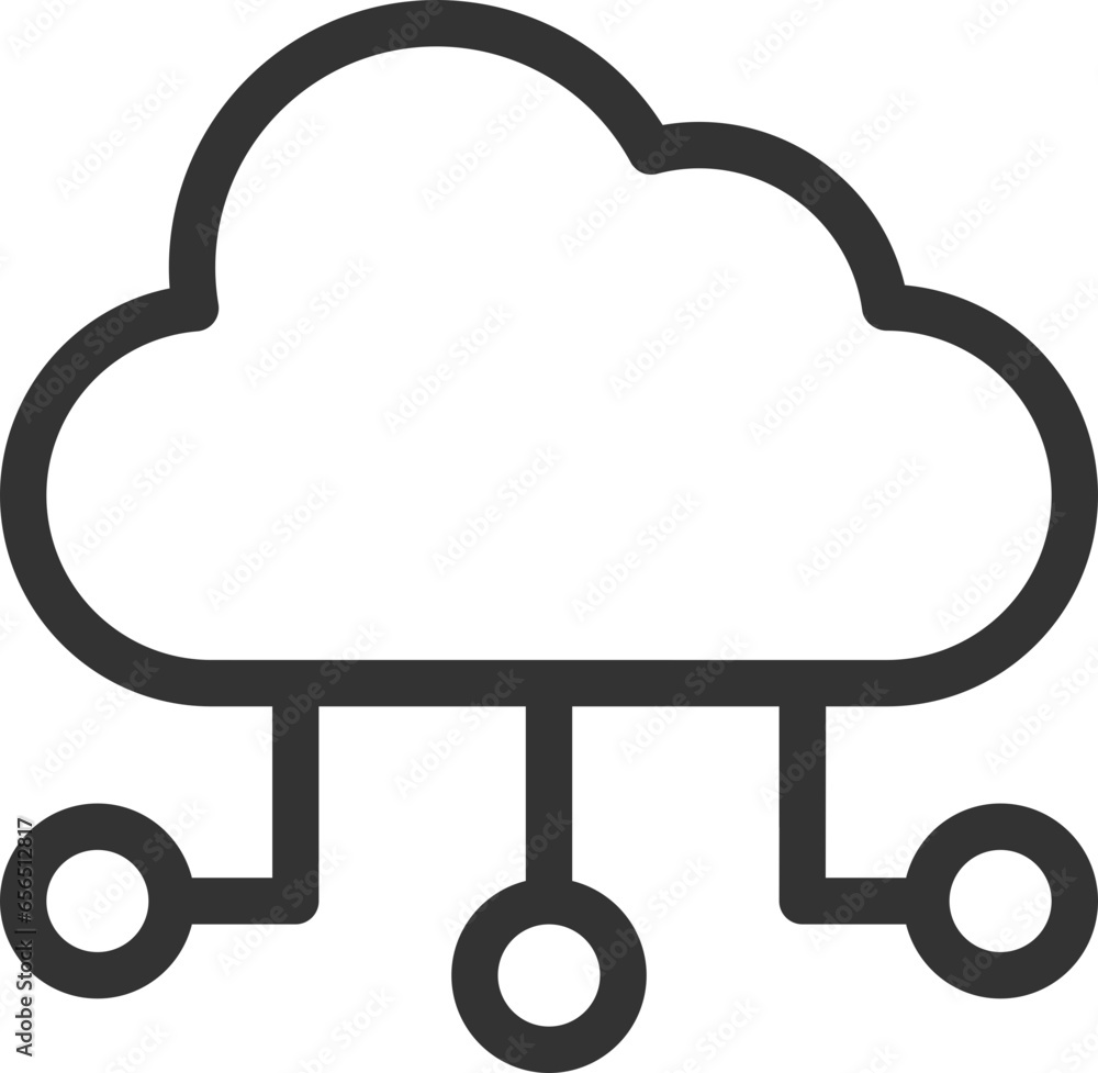 Poster technology icon vector cloud computing connection. big data global server. line design symbol.