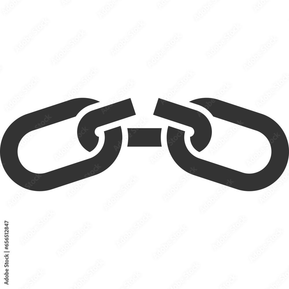 Poster broken chain link icon vector. concept demage connection or join in business. disconnect symbol isol