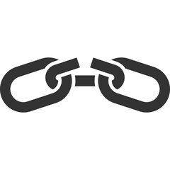 Broken chain link icon vector. Concept demage connection or join in business. Disconnect symbol isolated on white background.