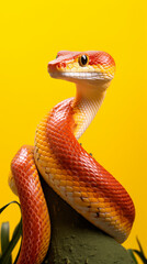 Fototapeta premium Snake, ios background style, red yellow snake isolated on background,