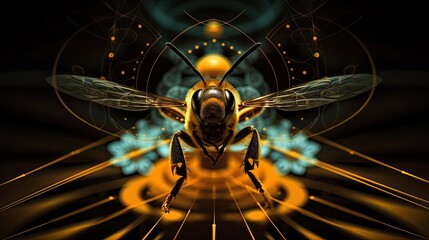 The bee and sacred geometry. Generative ai - obrazy, fototapety, plakaty