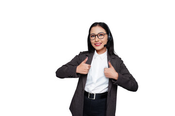 Young Smiling Asian Female Customer Service Isolated Background