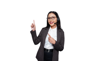 Young Smiling Asian Female Customer Service Isolated Background