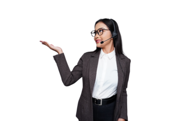 Young Smiling Asian Female Customer Service Isolated Background