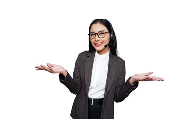 Young Smiling Asian Female Customer Service Isolated Background