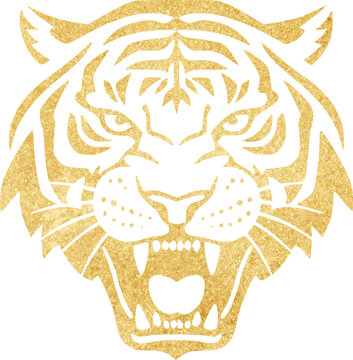 Gold glitter tiger head