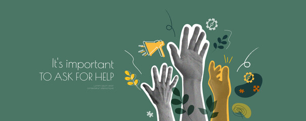 Social banner: It's important to ask for help. Modern design.