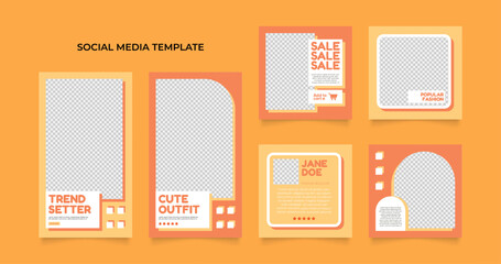 social media template banner blog fashion sale promotion. fully editable instagram and facebook square post frame puzzle organic sale poster. yellow orange vector background