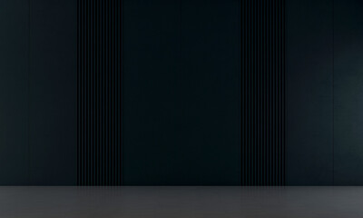 The dark blue pattern wall background. Minimalist style home interior design of modern living room....