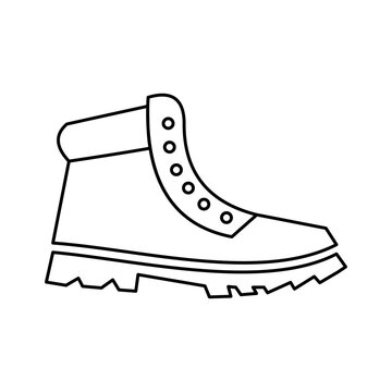 black and white hiking boot outline clip art preview