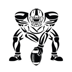 American football center player with ball. Vector template on transparent background