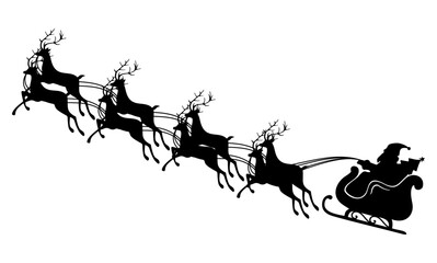 silhouette of santa claus with reindeer vector