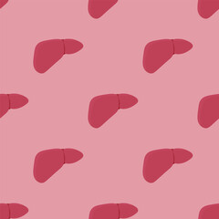 Seamless pattern organ liver on white background.