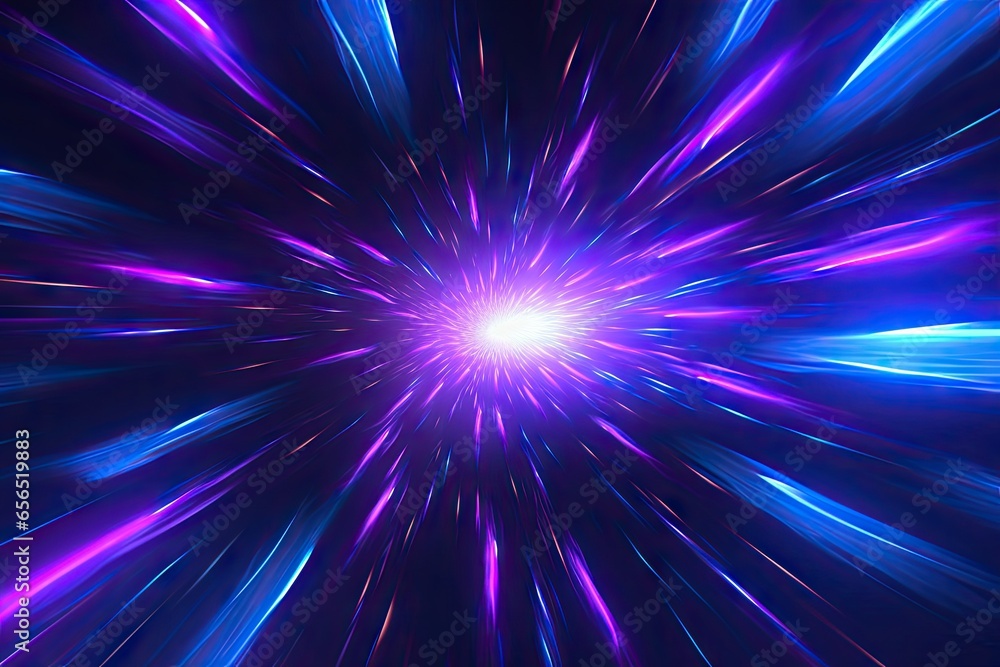Poster abstract light in space background. warp speed dreams. glowing universe. galactic burst. energy in c