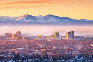 Early morning view of Reno, Nevada. Generative AI - obrazy, fototapety, plakaty