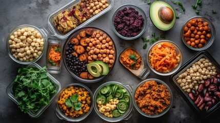 Fototapeta premium Colorful Culinary Delight: Exploring the Vibrant Array of Nutritious Ingredients at the Local Market, generative AI