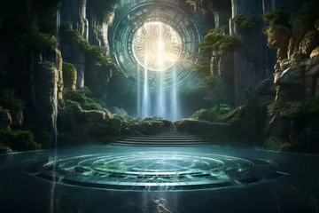 Foto op Plexiglas A mesmerizing water portal to a mystical realm. Generative AI © Akio