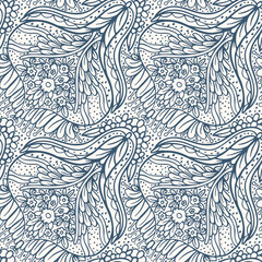 Black and white seamless pattern with Paisley print in a retro style. Vector illustration