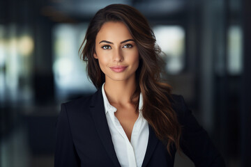 Naklejka premium Generative AI picture portrait of amazing gorgeous office worker young woman