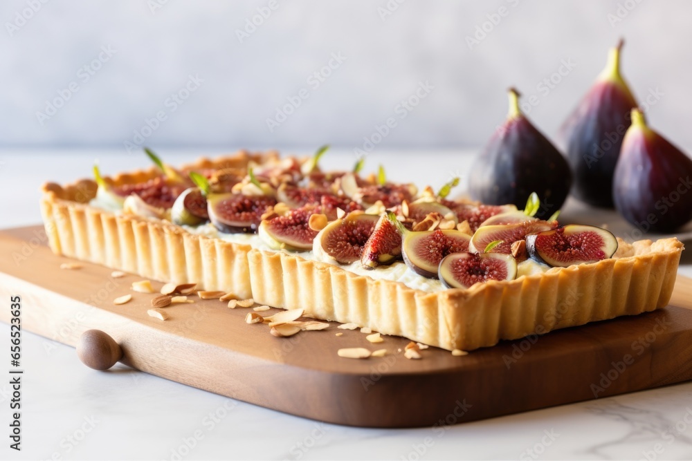 Canvas Prints fig tart on a wood board