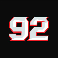 Number Racing 92 Design Vector