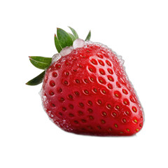 Strawberry covered with frost and snow isolated on transparent background