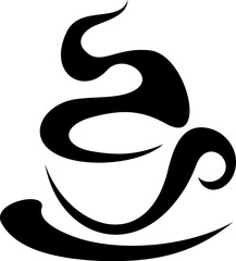 Cup of tea or coffee. Black silhouette of a cup isolated on a white background. Vector illustration