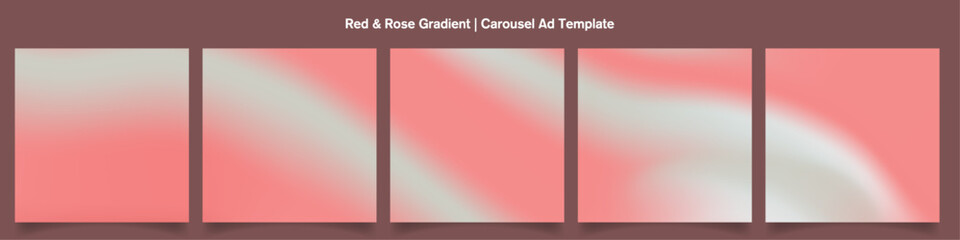 Set of Continuous Red rose Gradient Card Poster Templates. Smooth Liquid Fabric Motion. Five gradient backdrops. Perfect for designs, feeds, social media, web, banners. Vector Illustration. © Ja Creatives