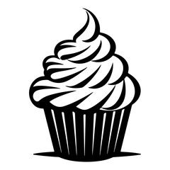 hand drawn cupcake. cartoon cupcake