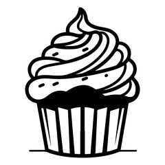 hand drawn cupcake. cartoon cupcake