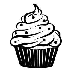 hand drawn cupcake. cartoon cupcake