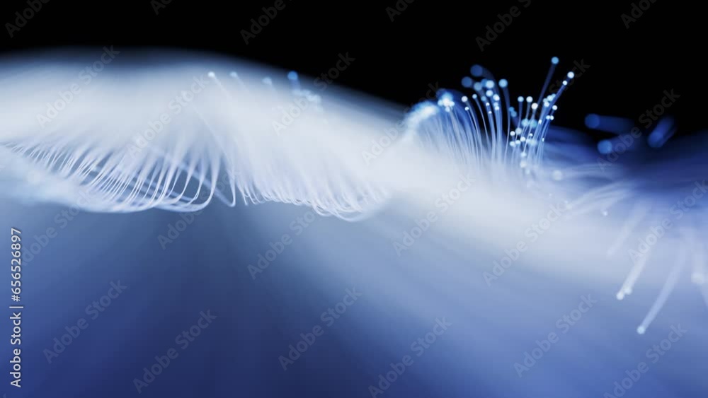 Poster flowing neon curve lines background, 3d rendering.