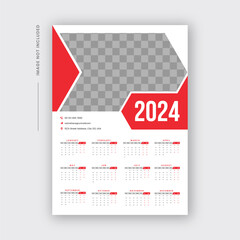 2024 One Page Wall Calendar Design Template