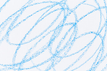 Wax crayon hand drawing blue background