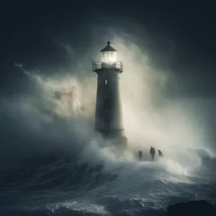 Gordijnen lighthouse at night © Astanna Media
