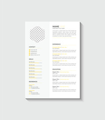 Free vector minimalist cv template with photo space
