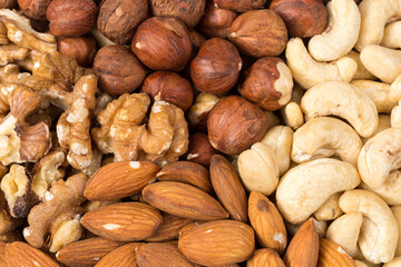 Set of nuts in basket