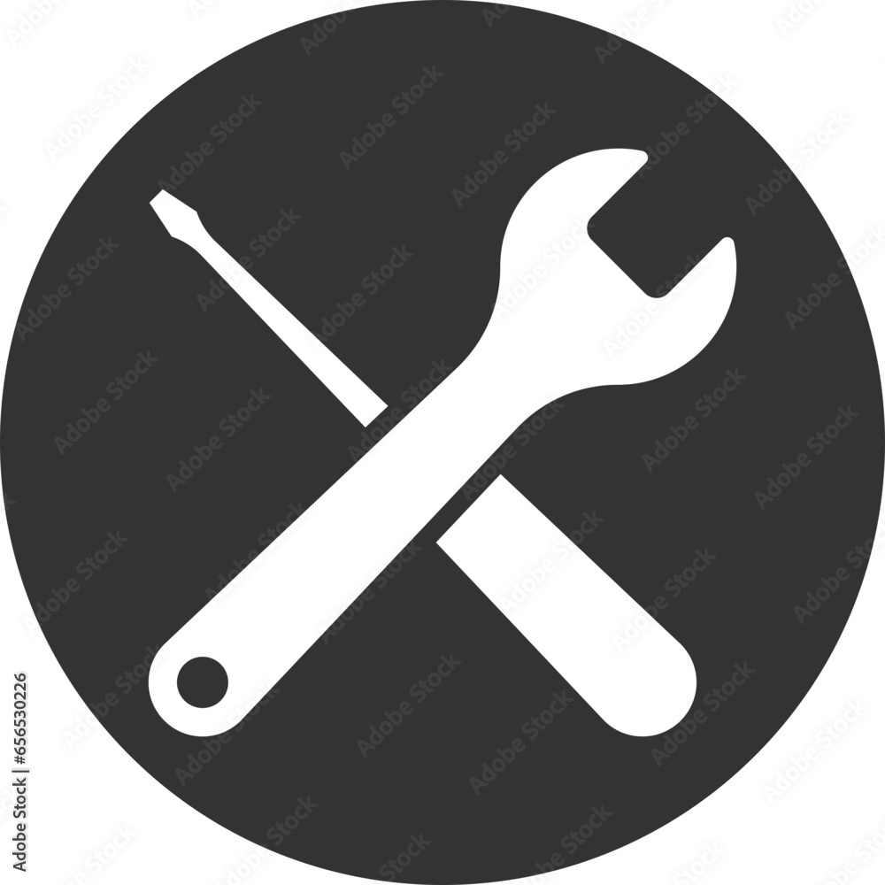 Poster tools vector wrench icon. spanner logo design element. key tool isolated on white background.