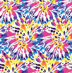 Tie dyed spiral rainbow seamless pattern. Seamless pattern.