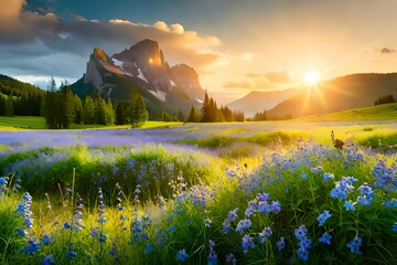 sunrise in the mountains