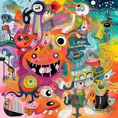Funny monsters and alien friendly, cute colorful monsters collection, vector illustration