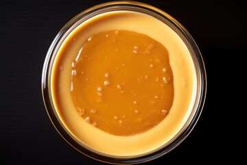 top view of a butterscotch pudding
