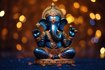 ganesha statue in the temple wallpaper,Lord ganesha , Indian ganesh festival - obrazy, fototapety, plakaty