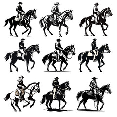 vector of cowboy riding horse