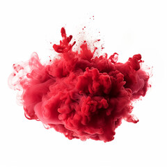 Red smoke explosion isolated on a white background