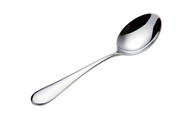 Beautiful Silver Color Spoon on White Transparent Background.