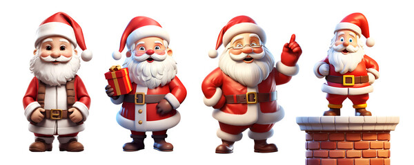 Cute Christmas Santa Claus Character Set