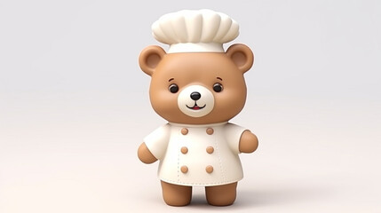 Cute bear wearing chef uniform. ai generative