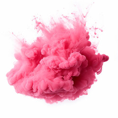 Pink smoke explosion isolated on a white background